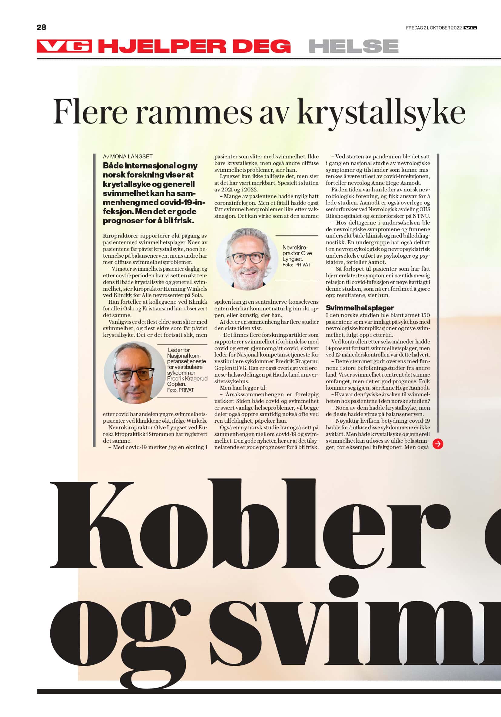 Bilde av to eksperter om krystallsyke og svømming, med fokus på behandling og forebygging.